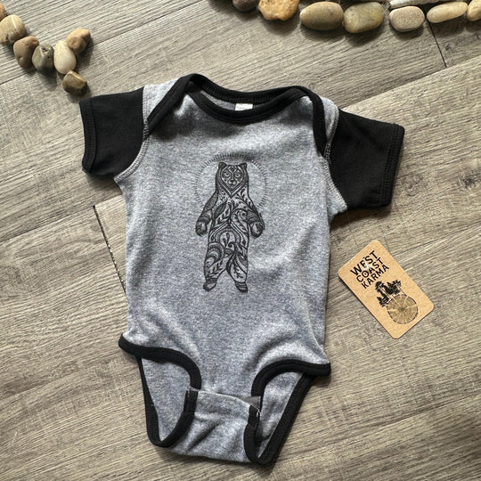 Standing Bear Baby Onesie in Heather Grey