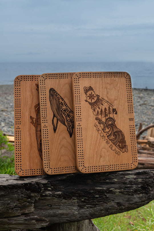 Salmon Engraved Cribbage Board