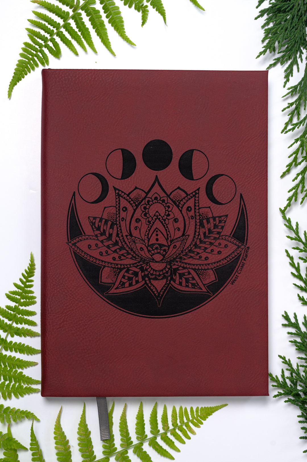 Lotus Moon Phase Burgundy Journal