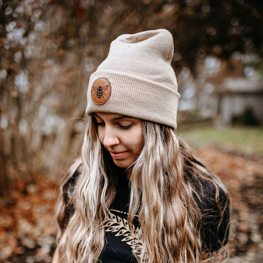 Sunflower Bee Toque in Tan