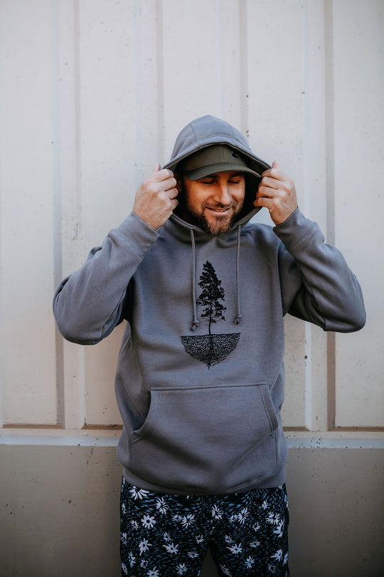 Tree Mycelium Heavyweight Hoodie in Storm Grey