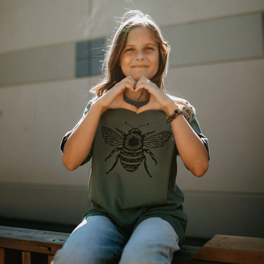 Sunflower Bee Kids/Youth Tee Sage Green