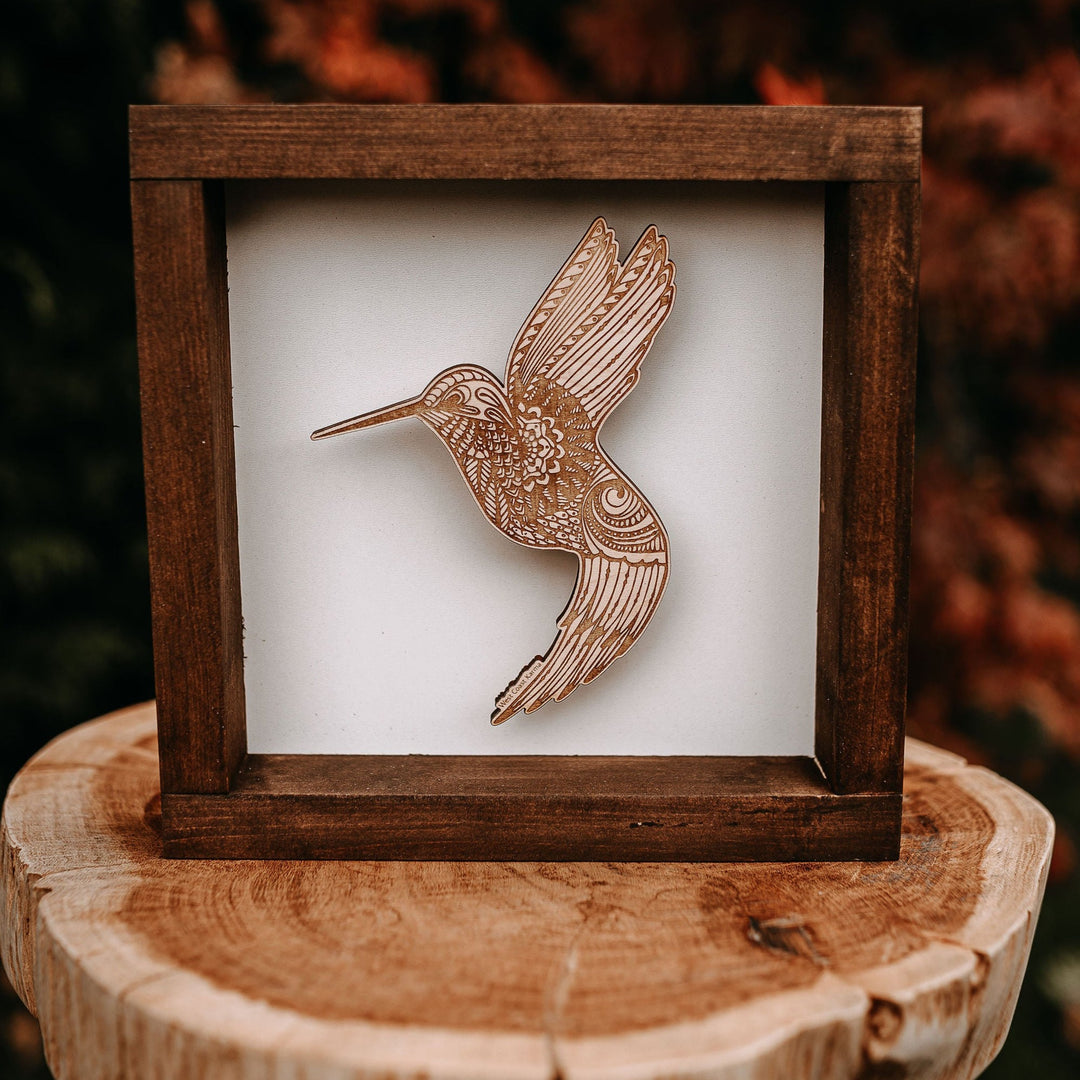 Shadow Box Framed Hummingbird Wood Art