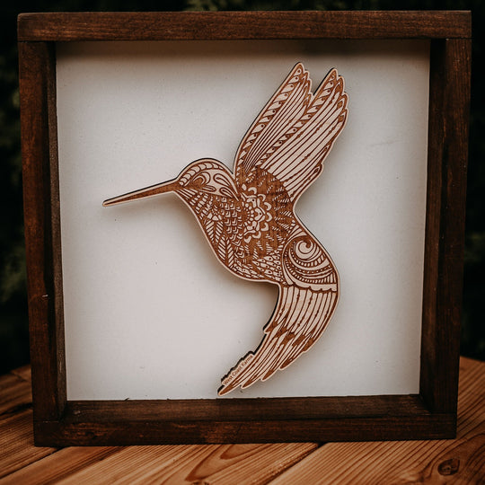 Shadow Box Framed Hummingbird Wood Art