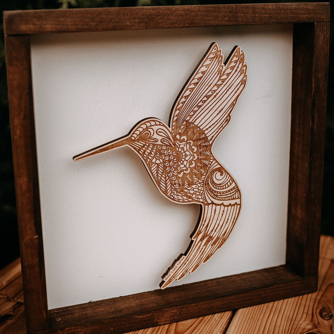 Shadow Box Framed Hummingbird Wood Art