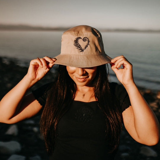 Fern Heart Bucket Hat In Tan