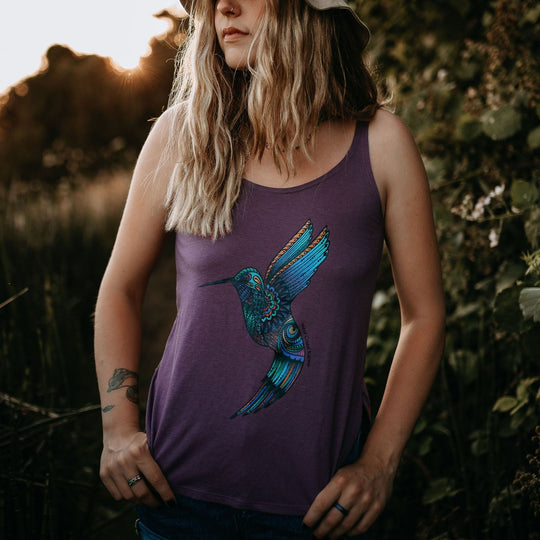 Colourful Hummingbird Festival Tank in Shiraz Purple