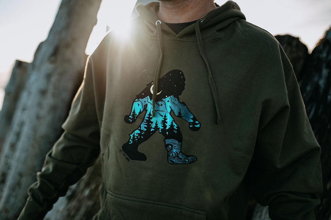 Sasquatch Northern Lights Hoodie in Army