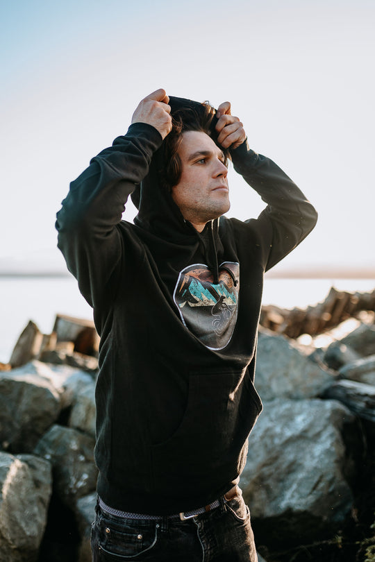 Retro Mountain Bike Hoodie - Black