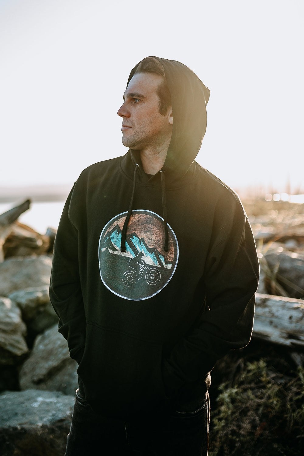 Retro Mountain Bike Hoodie - Black