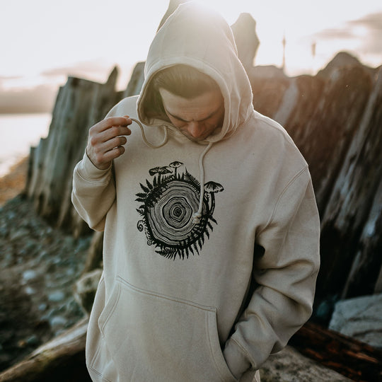 Mushroom Tree Round Heavyweight Hoodie in Sand