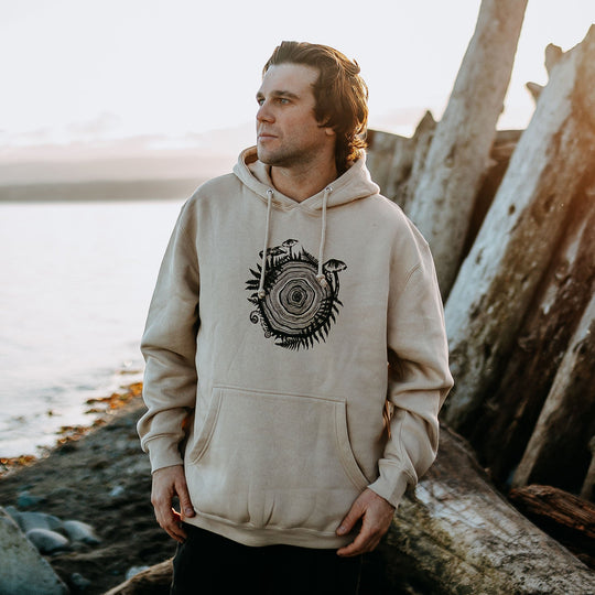 Mushroom Tree Round Heavyweight Hoodie in Sand