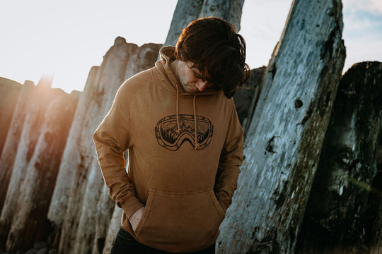 Mountain Goggles Vintage Raglan Hoodie In Camel