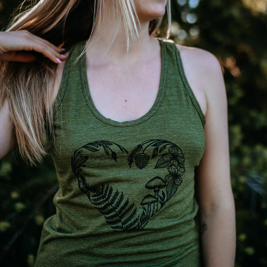 Heart Creation Triblend Racerback Tank in Olive Green