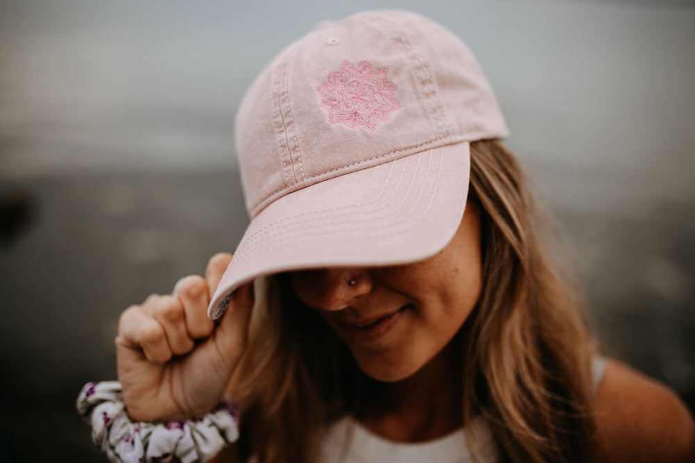 Mandala Vintage Pony Hat with Colourful Undervisor - Washed Rose