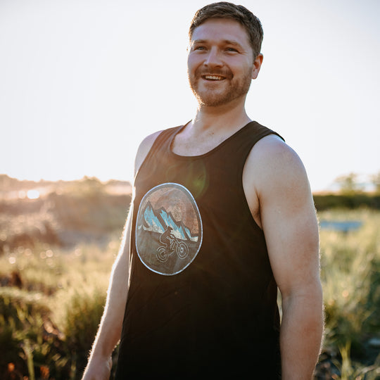 Retro Mountain Bike Mens Tank in Black