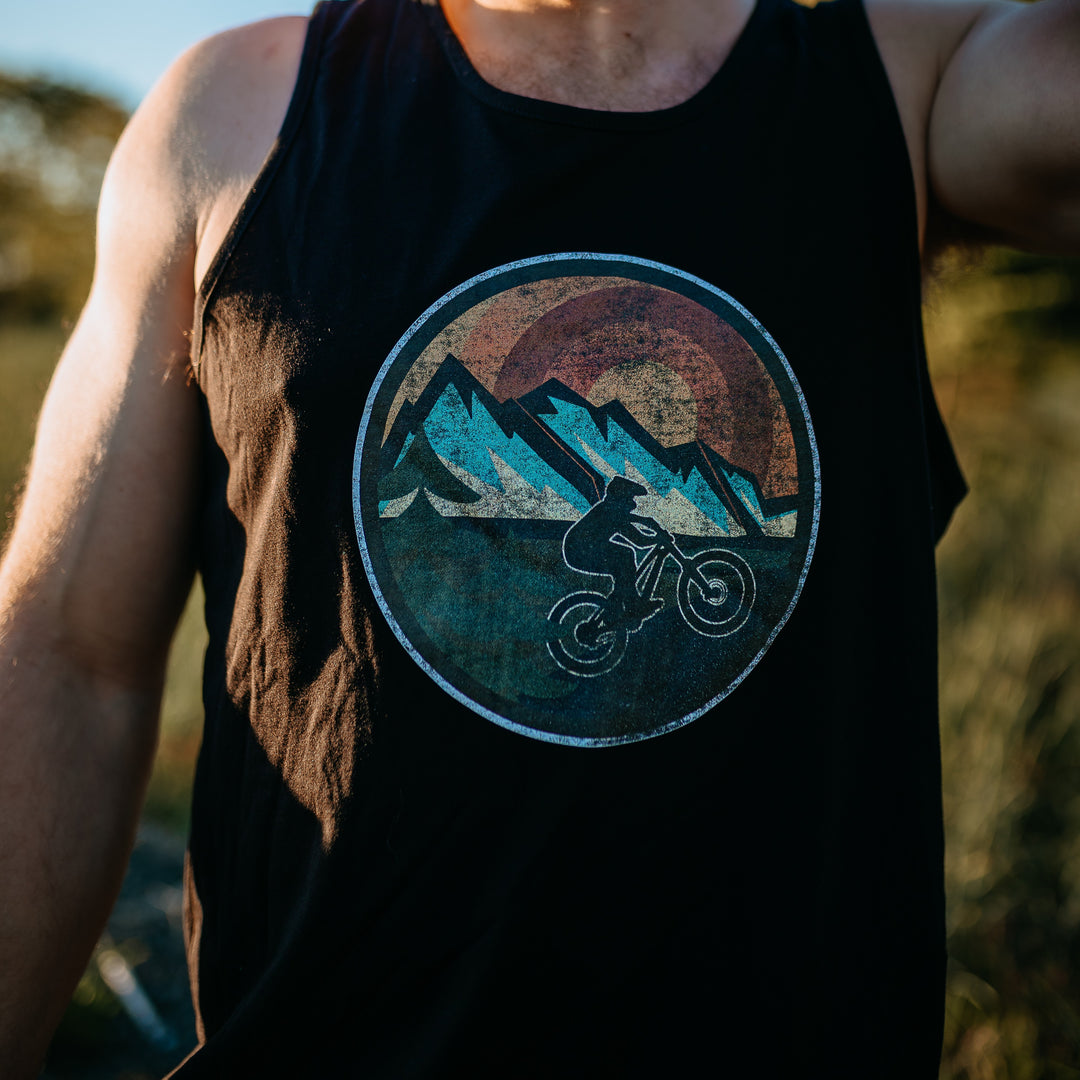 Retro Mountain Bike Mens Tank in Black