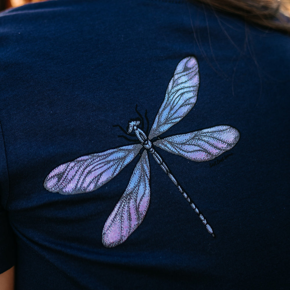 Colourful Dragonfly Relaxed Fit Tee in Navy Blue