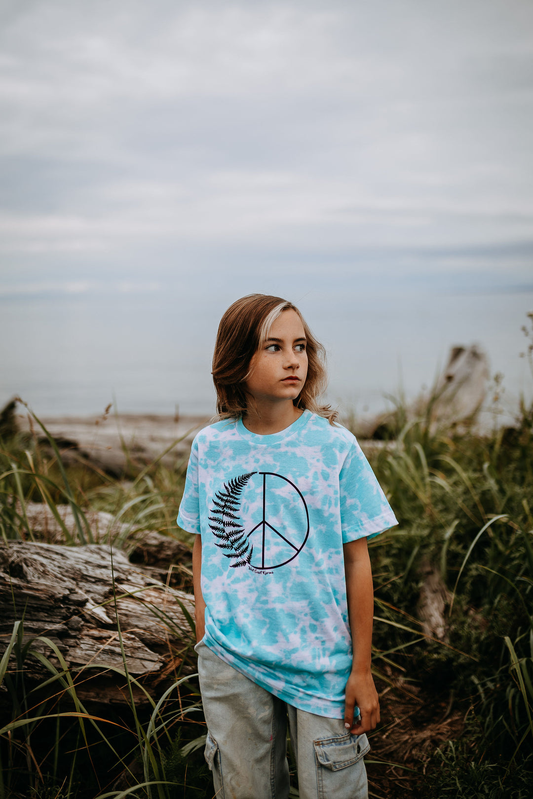 Fern Peace Youth Tee in Island Tie Dye