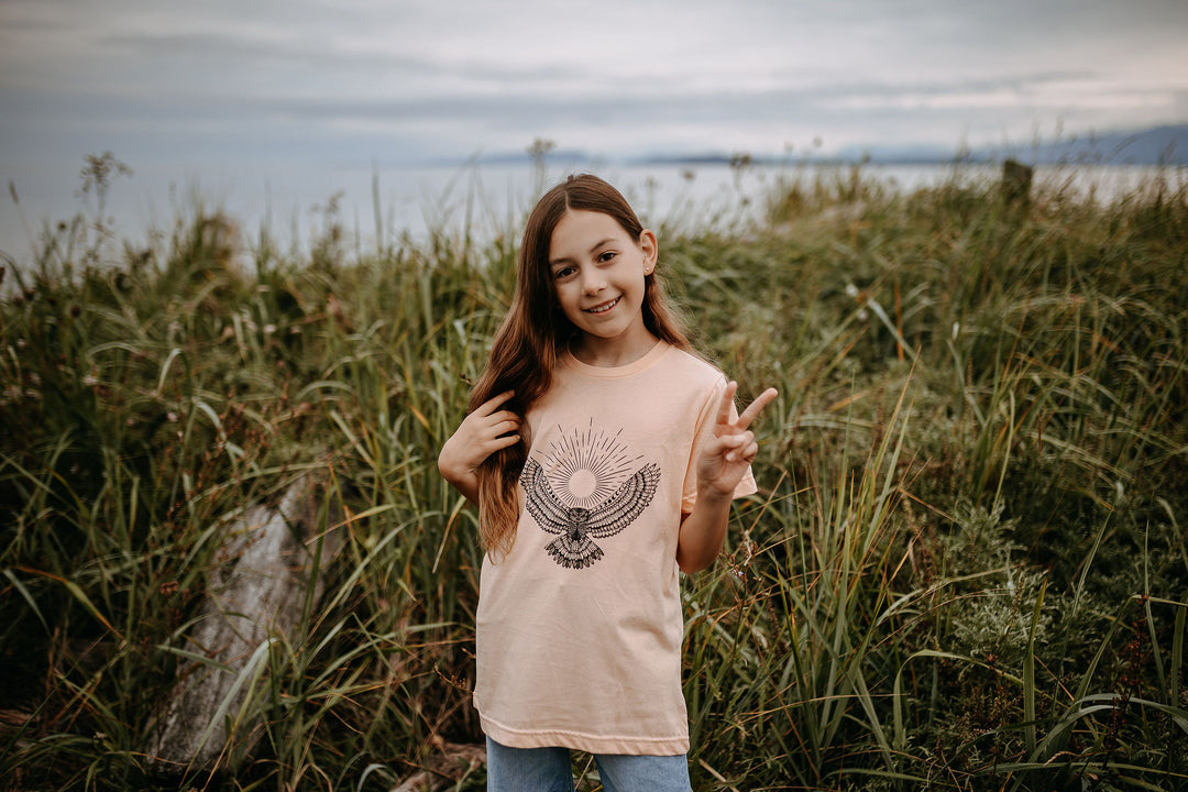 Soaring Owl Sunbeam Kids/Youth Tee in Peach