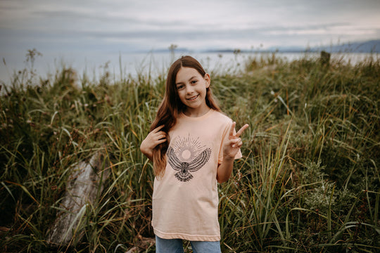 Soaring Owl Sunbeam Kids/Youth Tee in Peach