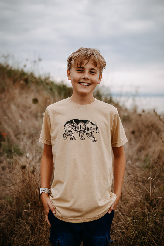 Bear Kids/Youth Tee in Latte