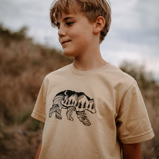 Bear Kids/Youth Tee in Latte