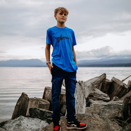 Orca Kids/Youth Tee in Blue