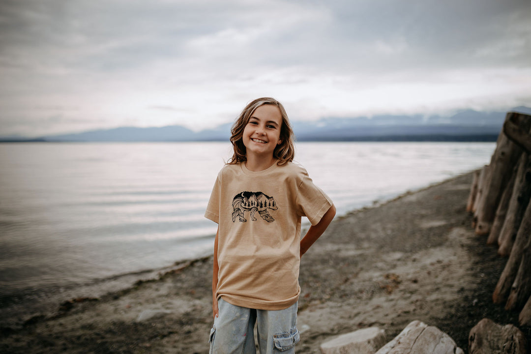 Bear Kids/Youth Tee in Latte