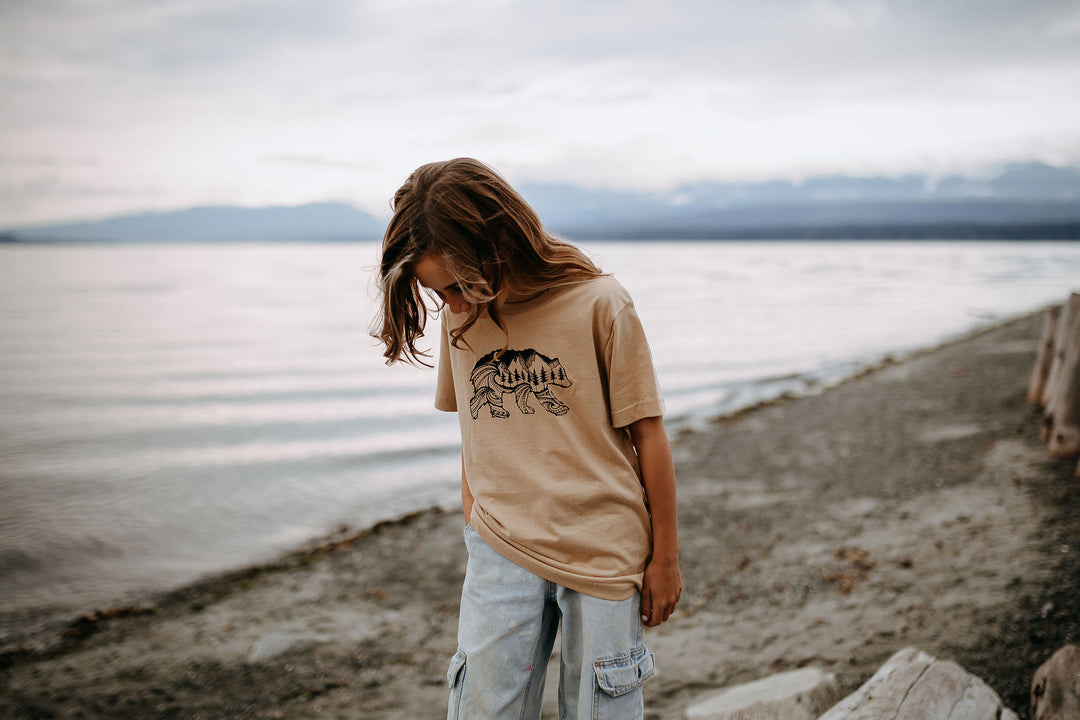 Bear Kids/Youth Tee in Latte