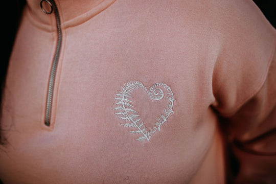 Fern Heart Quarter Zip Fleece Sweatshirt