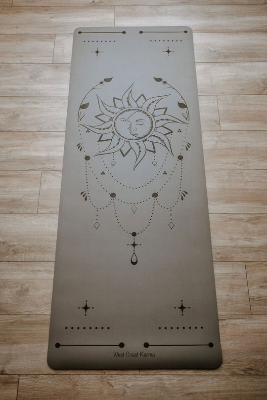 Sun & Moon Engraved Taupe Yoga Mat 5mm