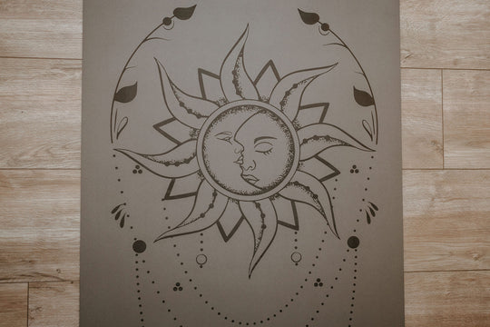 Sun & Moon Engraved Taupe Yoga Mat 5mm