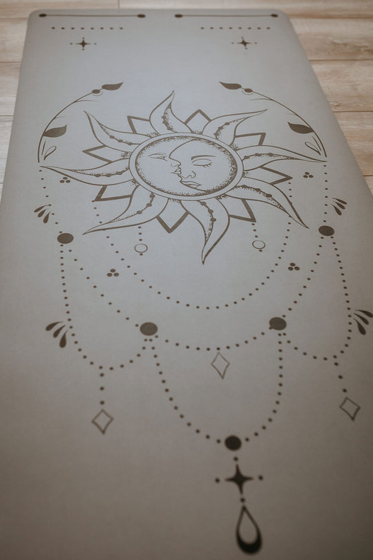 Sun & Moon Engraved Taupe Yoga Mat 5mm