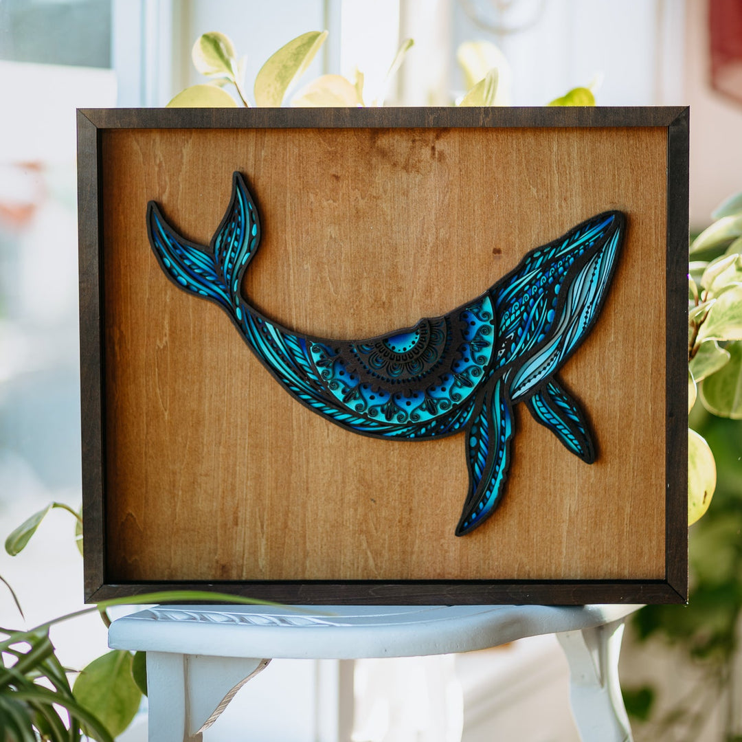 Humpback Whale 3D Wood Art