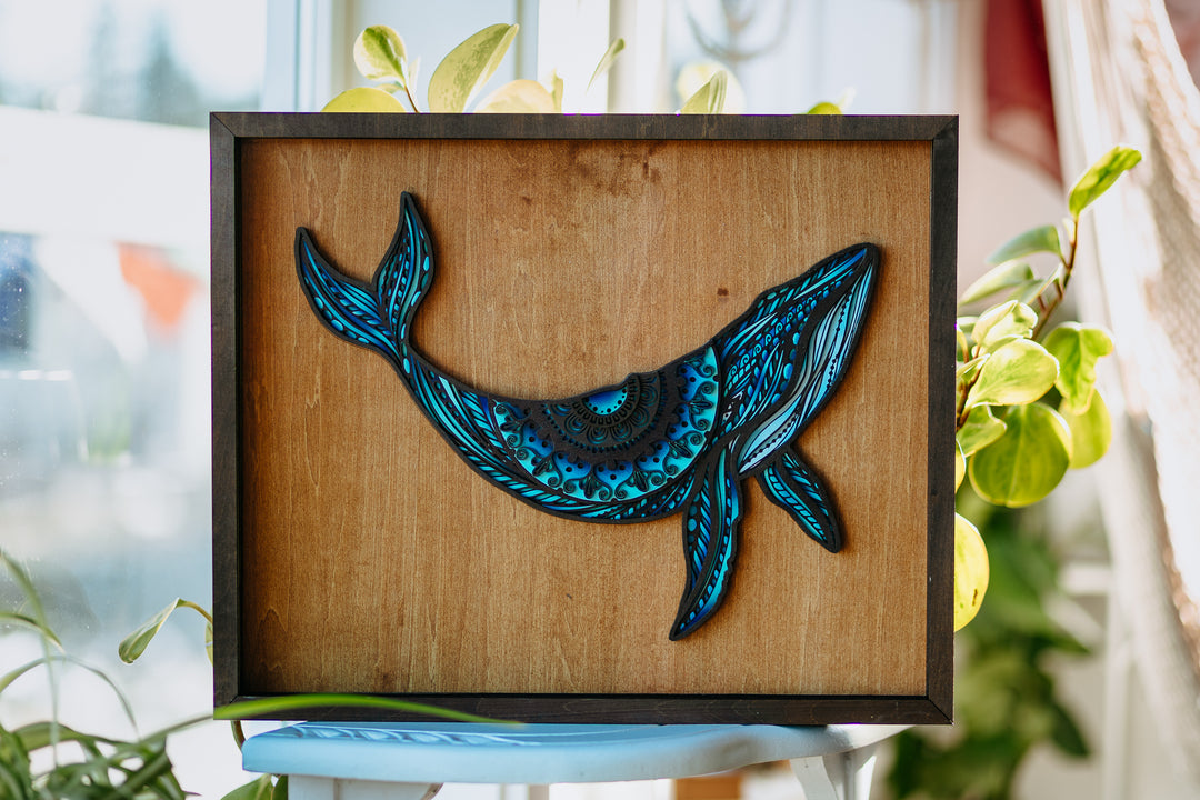 Humpback Whale 3D Wood Art