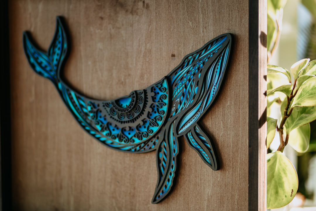 Humpback Whale 3D Wood Art