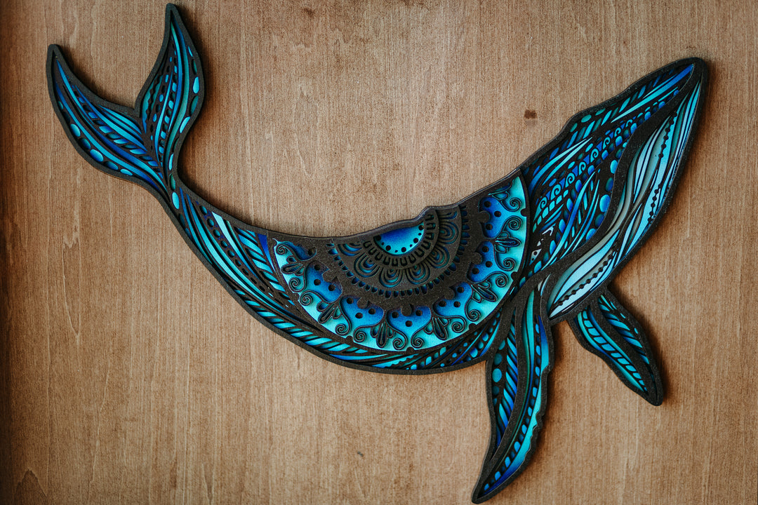 Humpback Whale 3D Wood Art