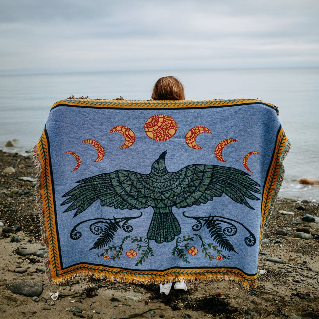 Raven Rising 100% Cotton Woven Blanket