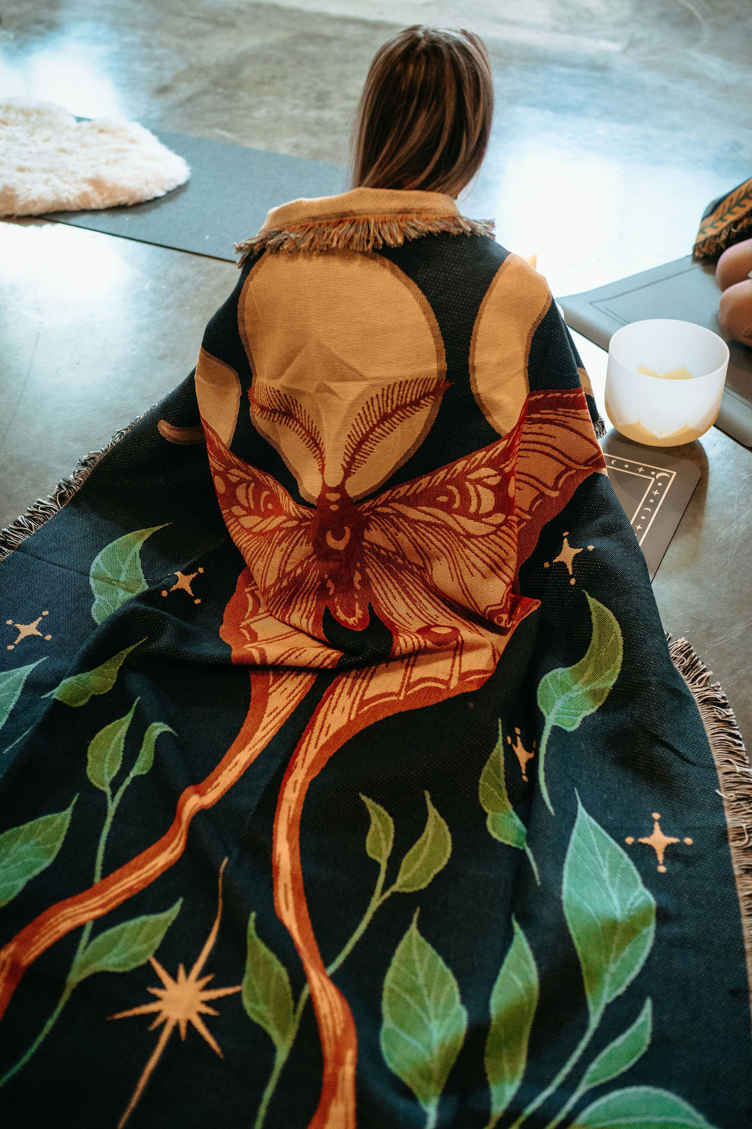 Stargazer Luna Moth 100% Cotton Woven Blanket