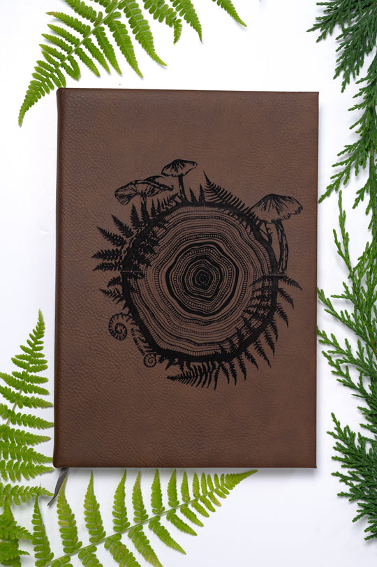 Engraved Mushroom Tree Ring Small Brown Journal