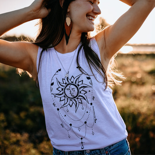 Sun/Moon Muscle Tank in Lavender