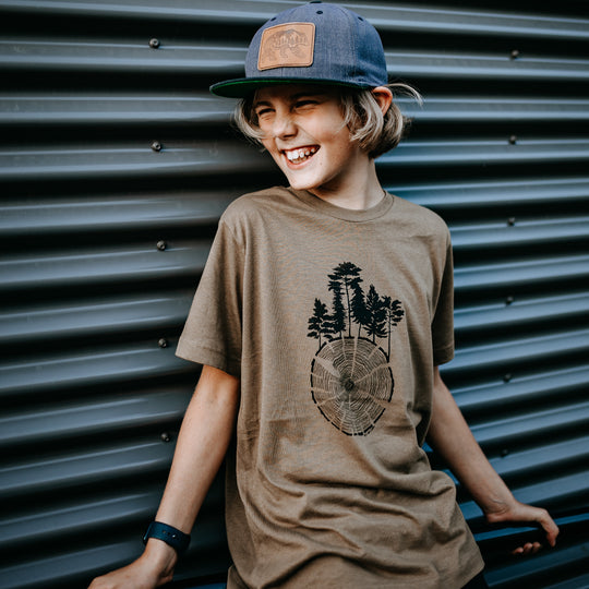 Tree Round Kids/Youth Tee in Brown