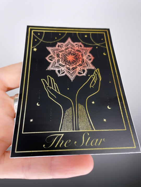 'The Star' Holographic Black Tarot Sticker