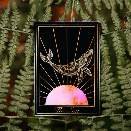 'The Sun' Holographic Black Tarot Sticker