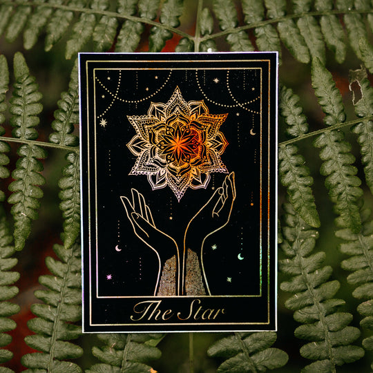 'The Star' Holographic Black Tarot Sticker