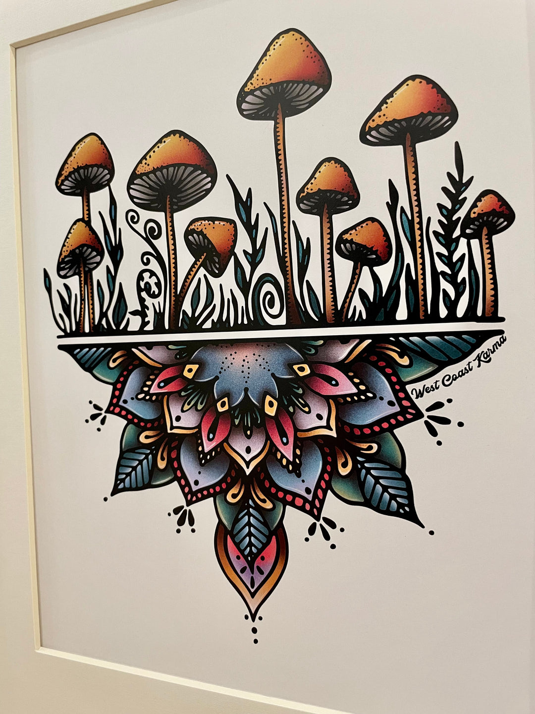 Colourful Mushroom Mandala Art Print